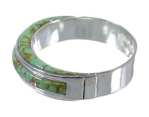 Turquoise Inlay Authentic Sterling Silver Ring Size 6 AX86664